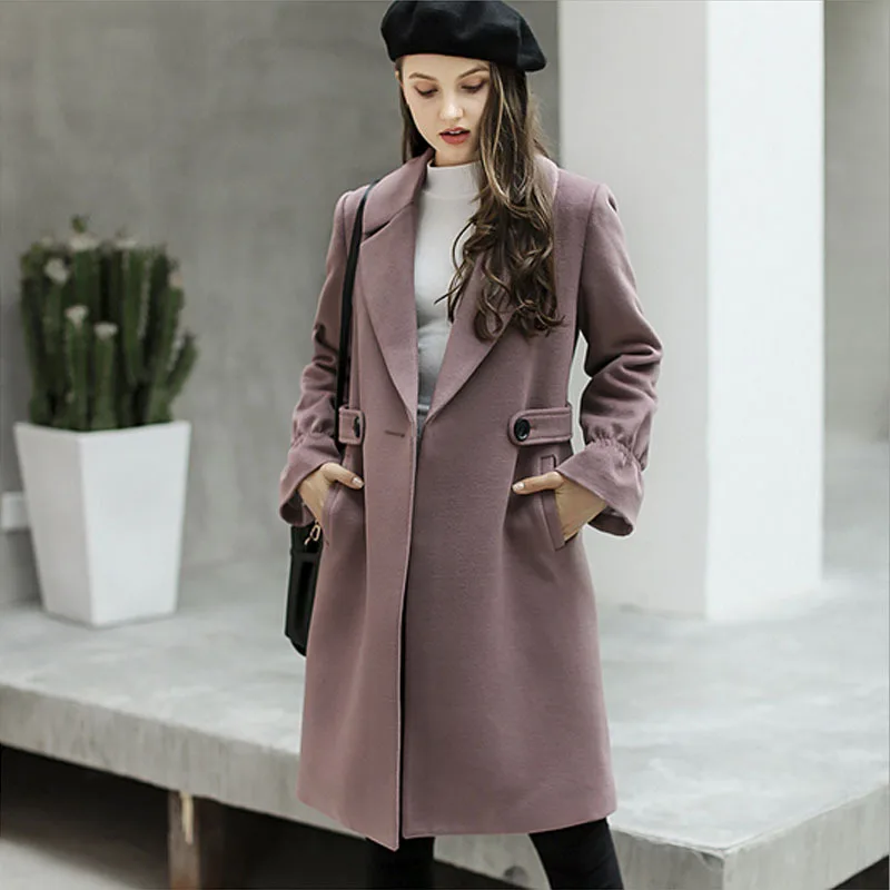 Новинка тонкая шерстяная куртка Женская ветровка на одной пуговице модная