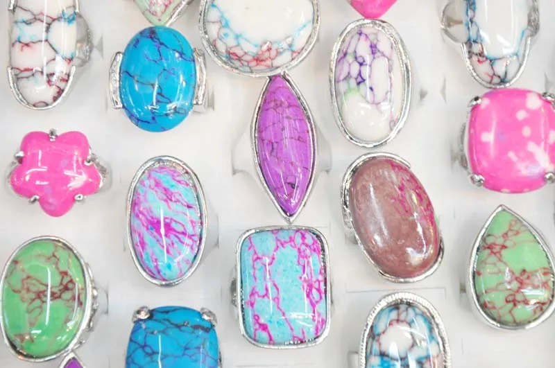 

20 шт., большие кольца с опалом, в стиле бохо