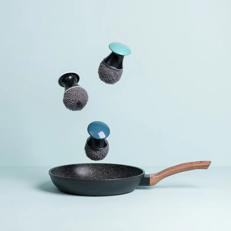 

3 Colors Kitchen Washing Brush Short Handle Round Head Pan Dish Bowl Cleaning Brushes Kitchen Pot Cleaner Brushes Tools