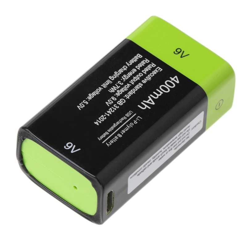 9V 400mAh USB перезаряжаемая 6F22 Lipo батарея для мультиметра, микрофона, дистанционного управления LX9A