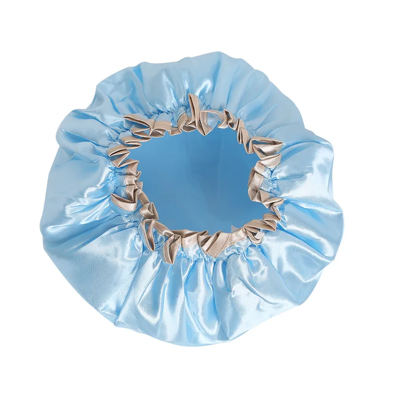 

1Pcs Double Waterproof Shower Cap Make-Up Combing,Bathing Sauna Bonnets for Women Satin Night Hair Cap Bath Products