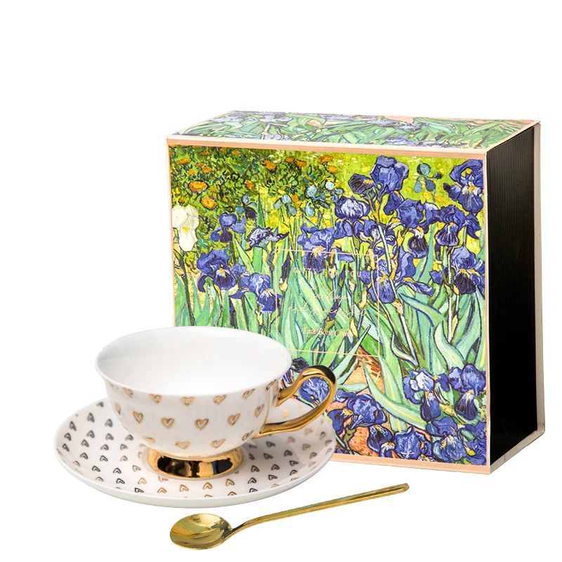 6 colors design royal style fine bone china coffee cup and saucer &amp party use ceramic sets with gift box | Дом и сад