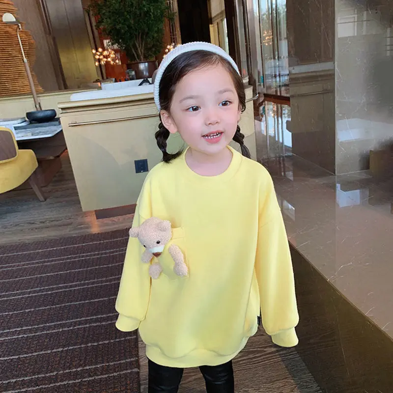 

2021 Spring Autumn Girls Boys Cute Cartoon Bear Sweatshirt Baby Kids Children Shirt