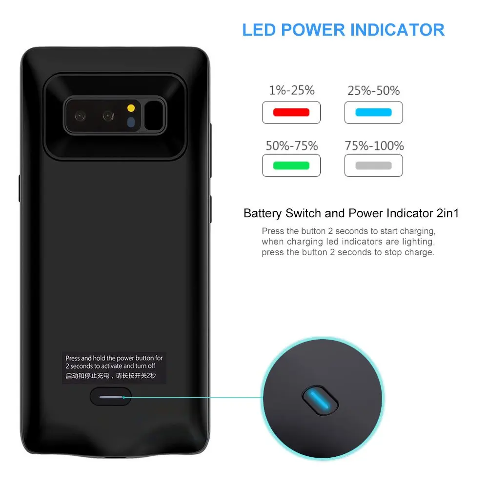 5500 мАч зарядное устройство чехол для samsung Galaxy Note8 power Bank Note9 Внешнее