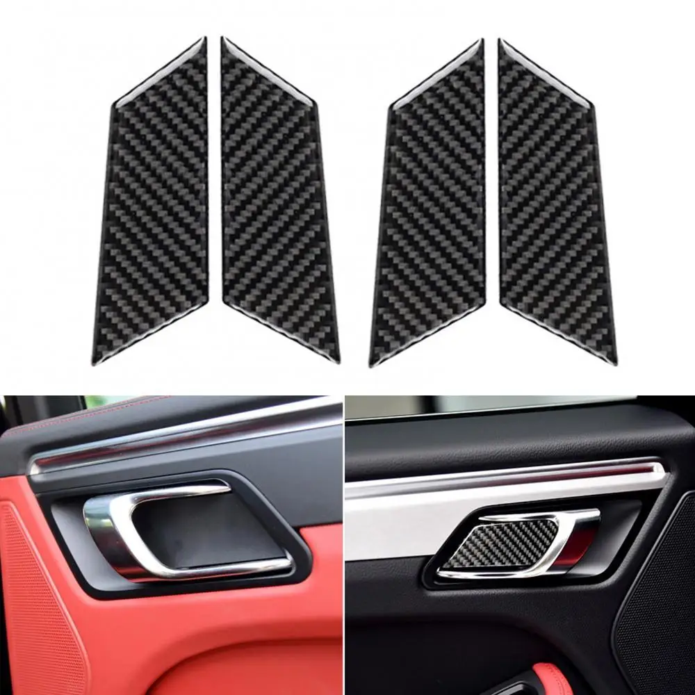 

70% Dropshipping!!4Pcs Carbon Fiber Decoration Stickers Car Door Handle Fit for Porsche Cay-enne