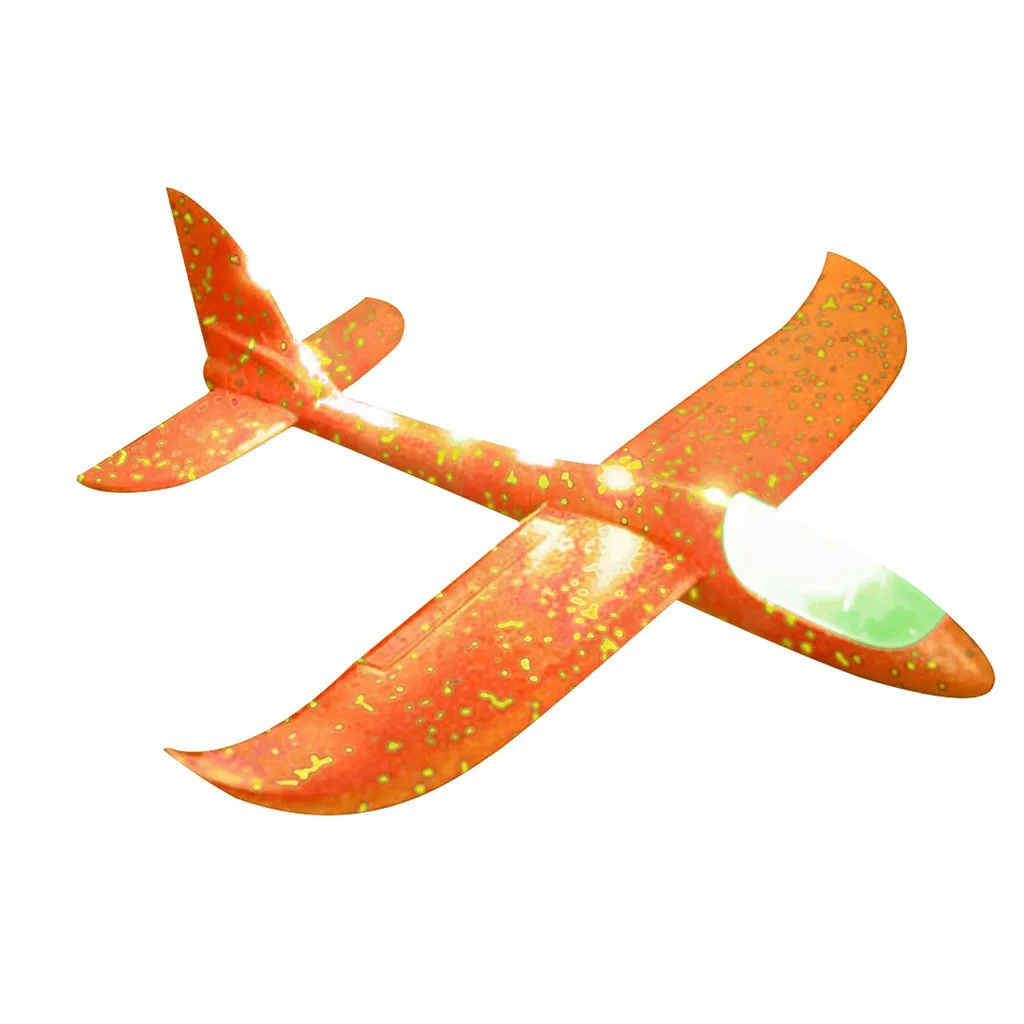 

2pc Foam Throwing Glider Airplane Inertia LED Aircraft Toy Hand Launch Airplane Glider Kids Outdoor Sport Planes Model Toys W*