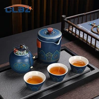 porcelain tea pot cup set chinese japanese style handmade gilt pile stainless steel filter layer gift bag gungfu china teaware