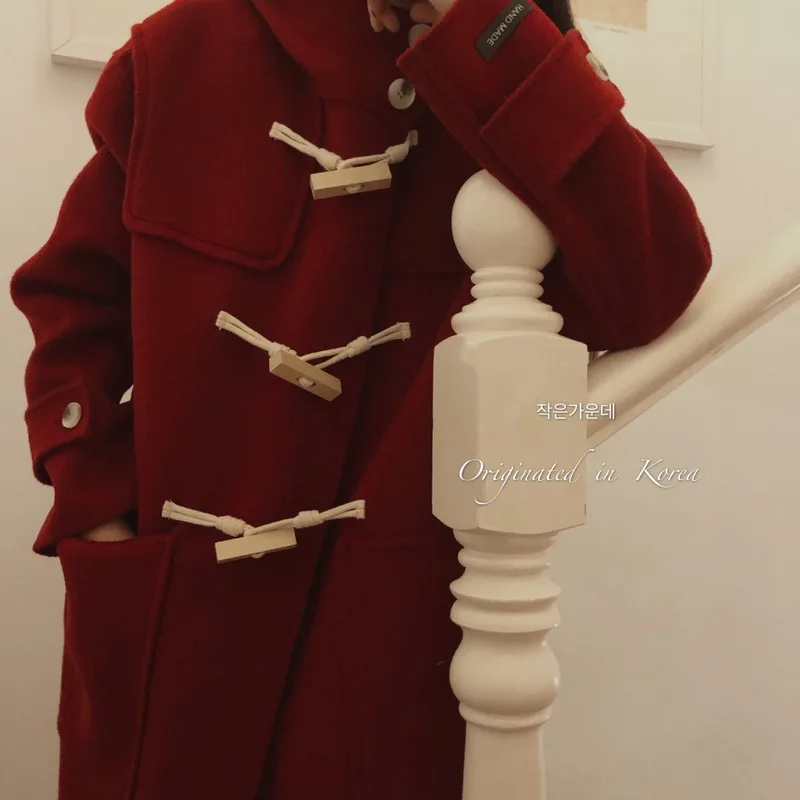 Южнокорейское двустороннее кашемировое шерстяное пальто восточные ворота
