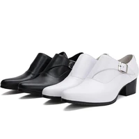 white height iincrease genuine leather formal wedding men shoes high heel black casual business work dress pointed toe shoes