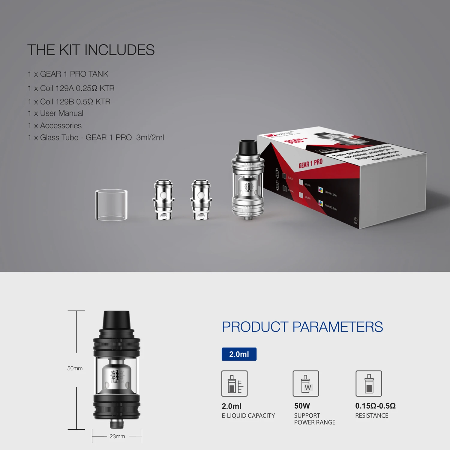 Электронная сигарета Vaptio P1 Mini Mod с баком 3 0 мл Gear 1 Pro 1300 мАч|Системы нагревания