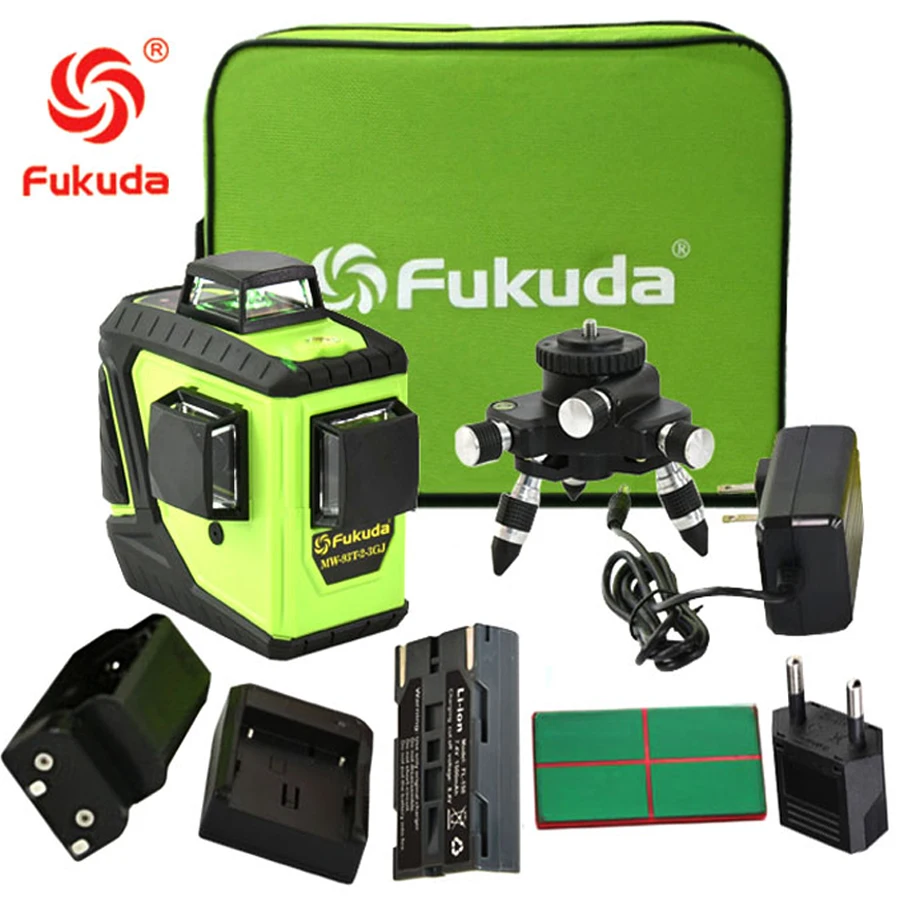 Лазерный уровень Fukuda обновленная версия 12 линий 3D 93T самонивелирующийся на 360