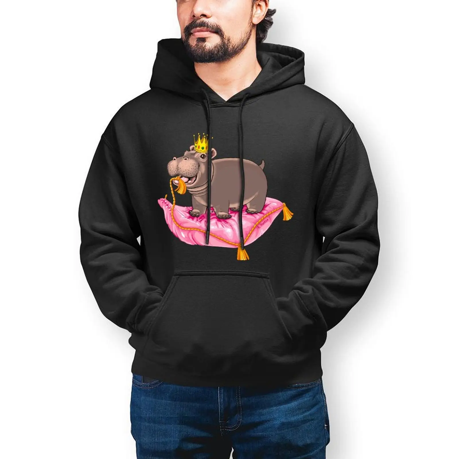 

Hippo Hoodie Fashion Long Cotton Hoodies Mens Warm Outdoor Pullover Hoodie X
