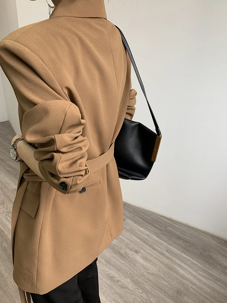 

Korean fashion belt waist elegant French streetwear conjuntos de mujer tailleur blazer femenino suit garnitur damski women set