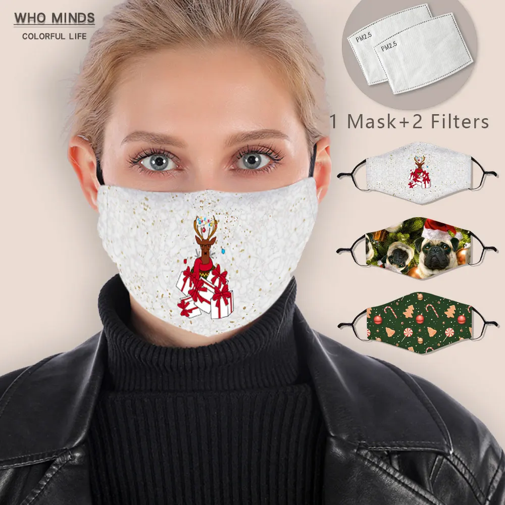 

2021, рождественский подарок, многоразовая маска для рта с фильтром PM2.5, регулируемые ремешки, противопылевая Ветрозащитная маска