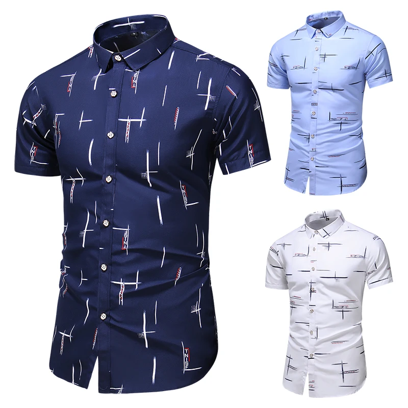 

Fashion 9 Style Design Short Sleeve Casual Shirt Men's Print Beach Blouse 2021 Summer Clothing Plus Asian Size M-XXXL 4XL 5XL