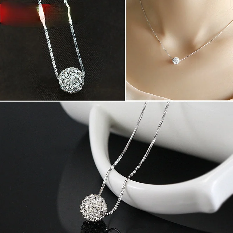 

Crystal Ball Multicolor Shambhala Ball Dangle Pendant Necklace For Women Initial Necklace Colgantes Mujer Moda Boho Jewelry Gift