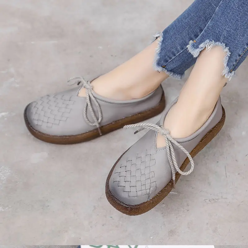 

Plus size 41 42 women casual flats oxford shoes for woman spring genuine leather loafers lazy shoes