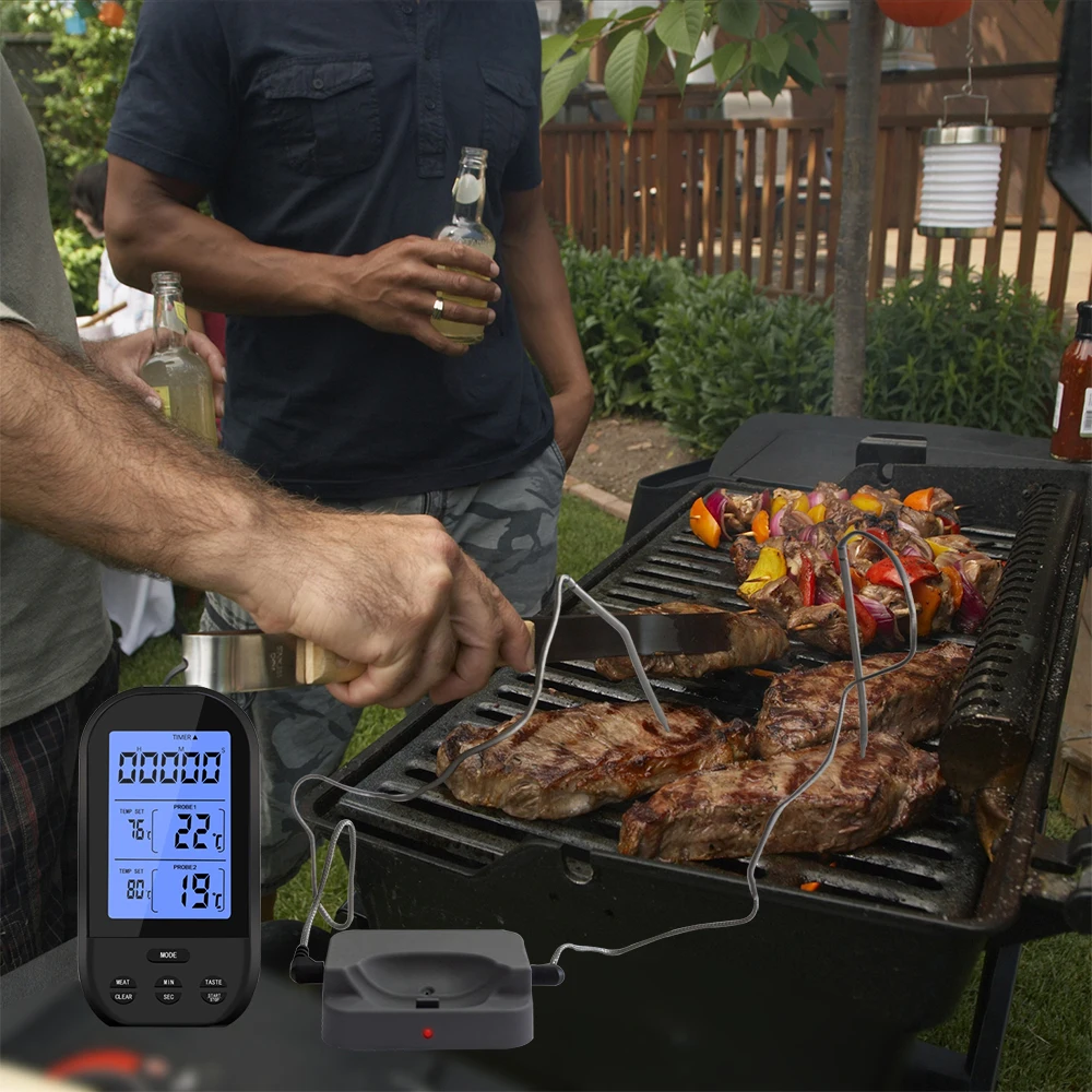 

Wireless Food Thermometer Barbecue Grill Smoker Thermometer Cooking Food Oven Digital Thermometer with Dual Probe
