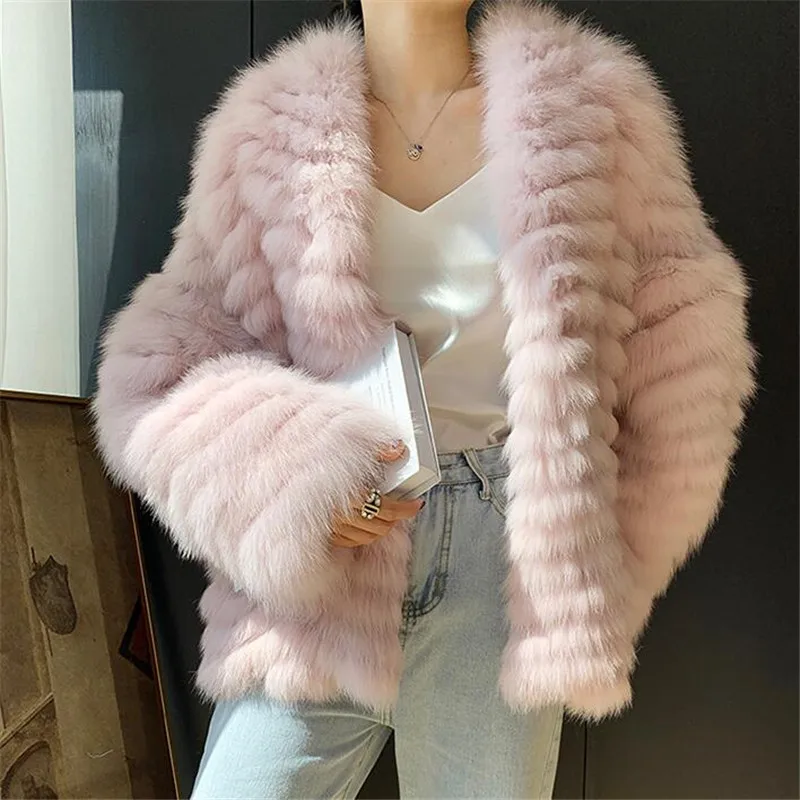 Abrigos mujer invierno 2021 зимняя шуба из натурального Лисьего меха женская меховая куртка