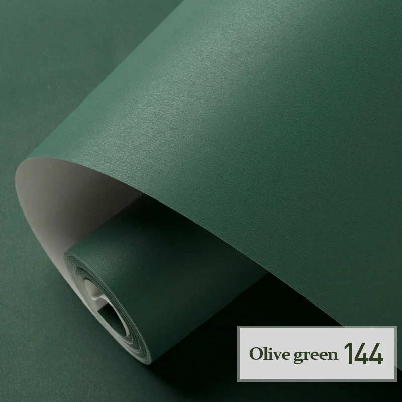 

[Waterproof and antifouling] Turquoise Olive green dark green wallpaper modern simple non-woven silk wallpaper plain wild