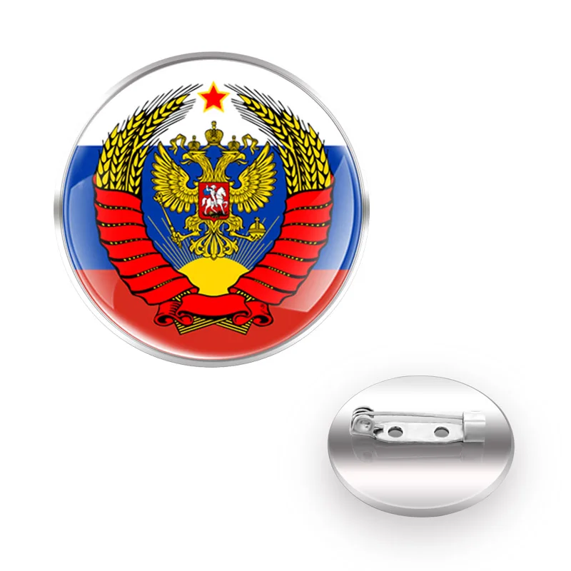 

Classic Советская эмблема USSR Russian Flag Brooches Collar Pin Glass Convex Dome Decoration Accessories Glift