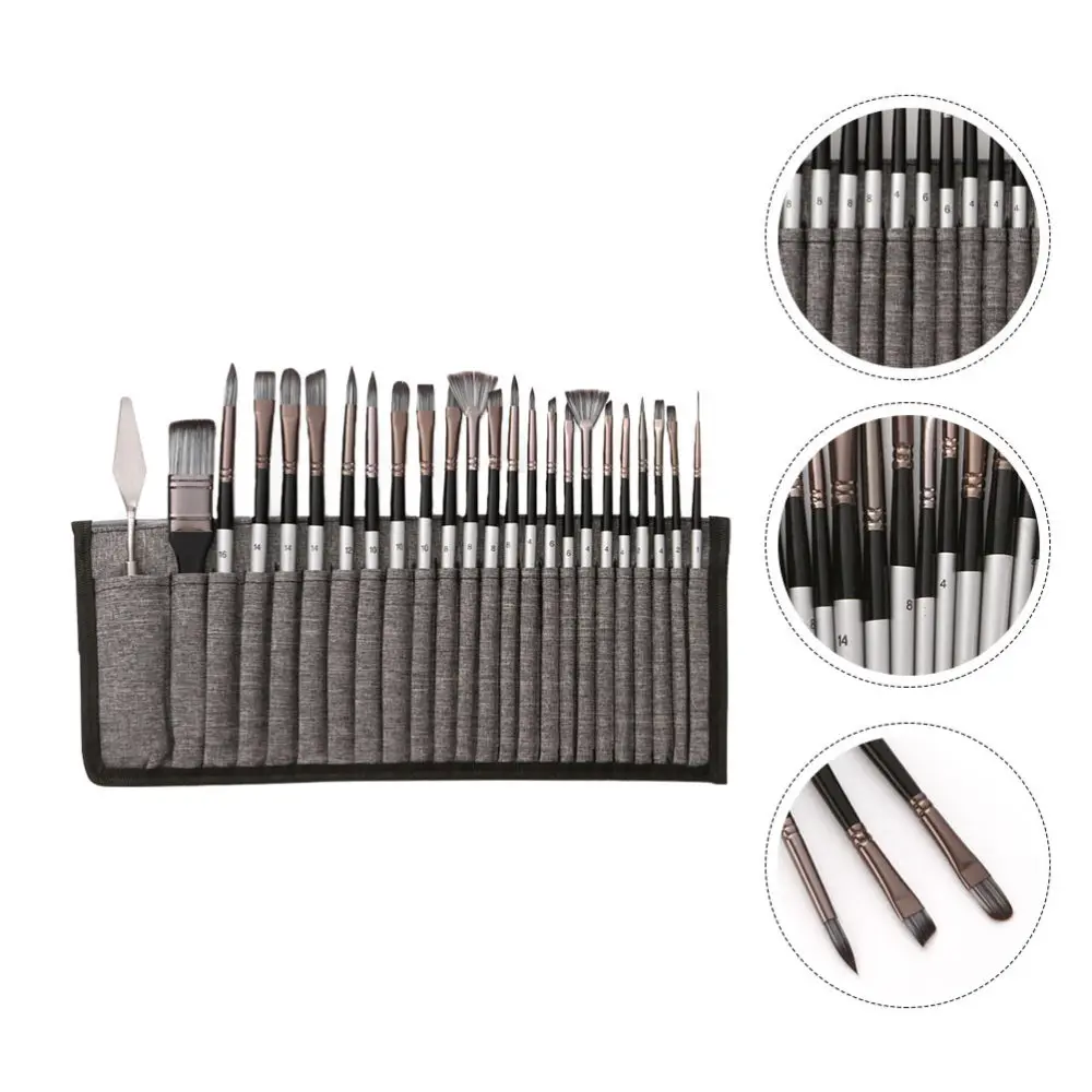 

24pcs Nylon Hair Painting Brushes Water Oil Drawing Brushes Kit with Bag