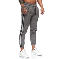 2021 spring autumn fashion plaid printed pencil pants mens vintage waist drawstring trouser male casual jogger pant streetwear