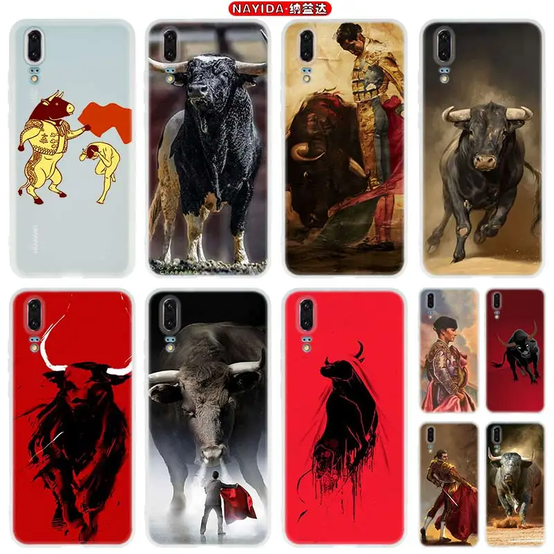 

Phone Case For Huawei P50 P40 P10 P20 P30 Lite Pro P Smart Z 2019 2020 Cover bull fight