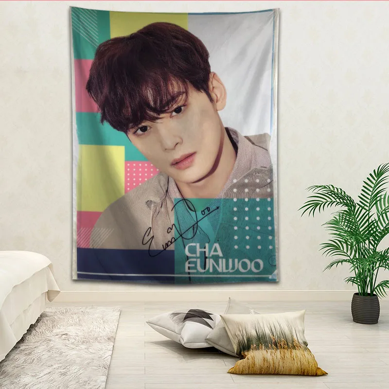 

Hot Sale Custom Cha Eun Woo Wall Hanging HD Landscape 3D Printing Digital Printing Home Decoration Tapestry