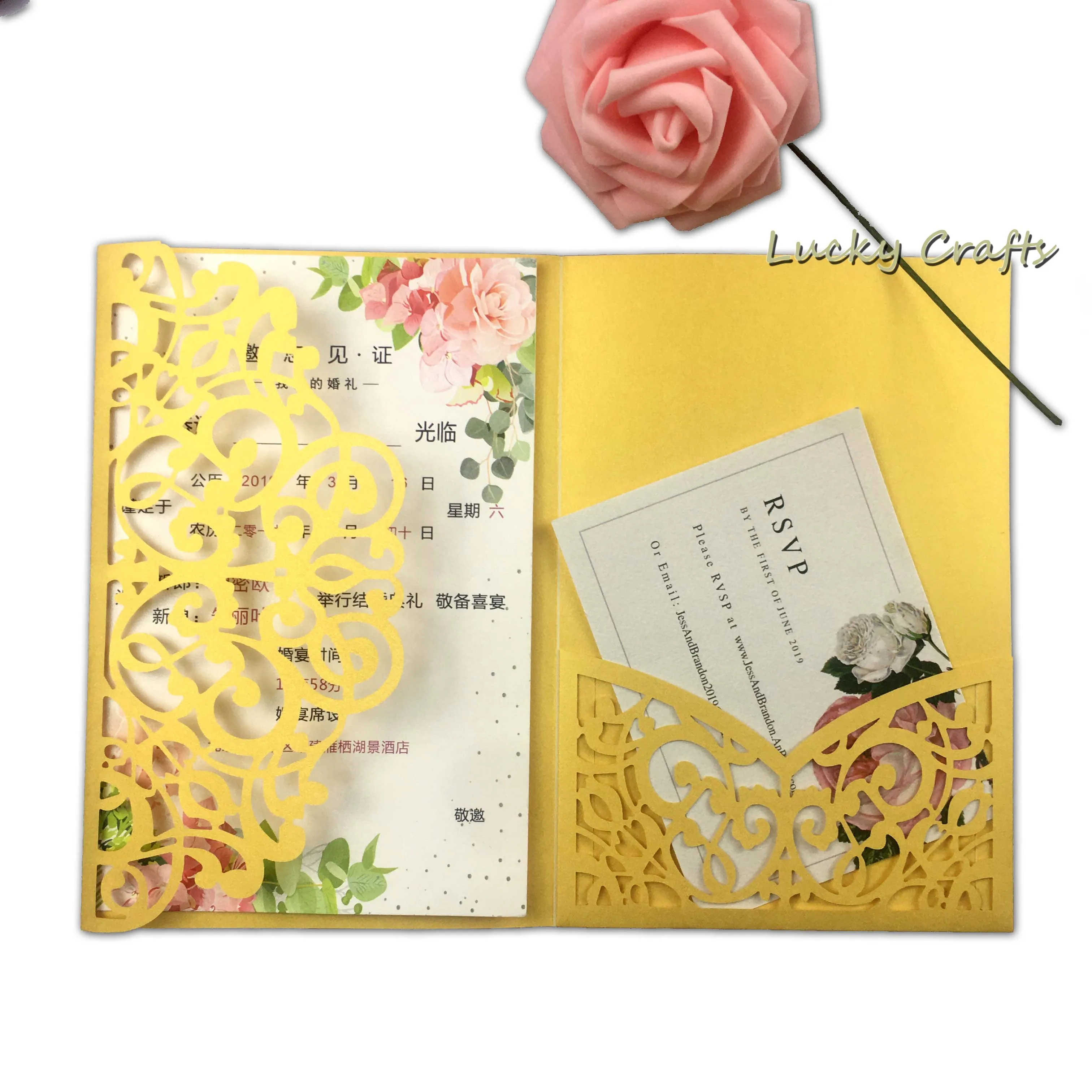 Бесплатная доставка 2 шт. лоза 3d тройного сложения Свадебное приглашение