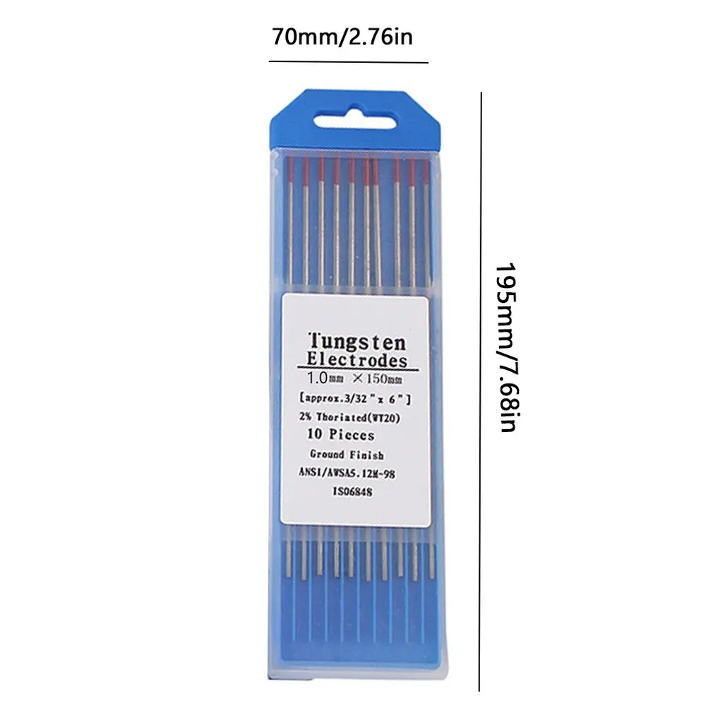 

10pcs/Box WT20 Red Color 1.0*150 Thorium Tungsten Electrode Head Tungsten Needle/rod For Welding Machine
