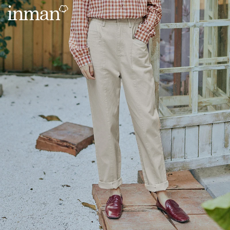 INMAN весна 2020 Новое поступление литературный ретро стиль лаконичный средняя талия