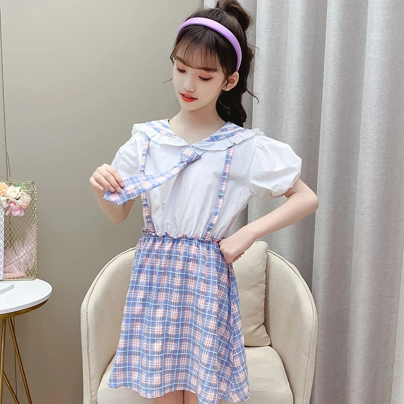 

Tz Boutique 2021 Summer New Style Plaid Tie Suspender Dress 4 To 12 Years Old Girl Cute Dress
