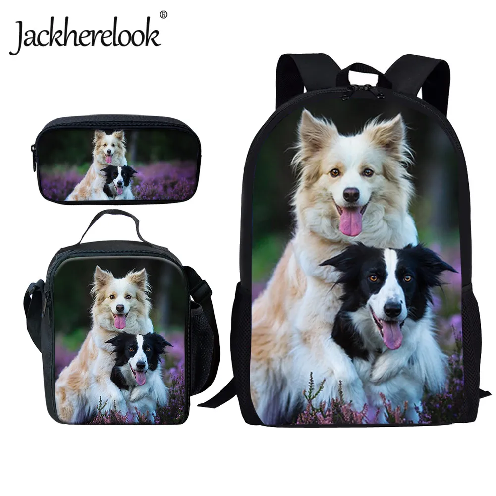 Школьный рюкзак для девочек Jackherelook, с изображением собак, прочный, с 3D-принтом