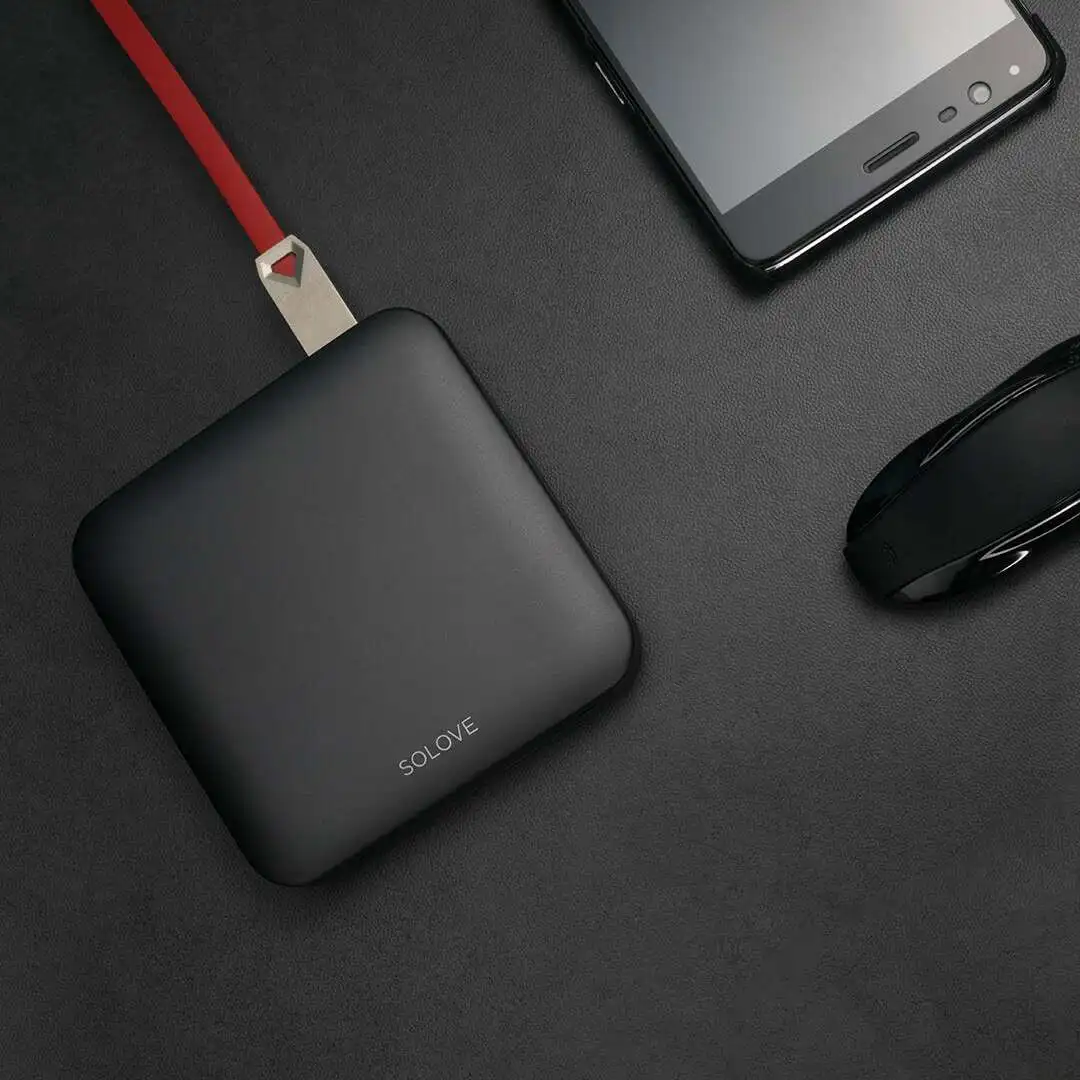 Xiaomi SOLOVE 10000mAh power bank портативный 2.1A Быстрая зарядка с зарядной линией внешний