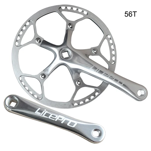 56T Silver crankset Litepro трек велосипедный шатун бензопила 130BCD 41T 45T 47T 53T 56T 58T одна скорость BMX цепь колеса 170 мм складной велосипед рукоятка - Color: 56T Silver crankset