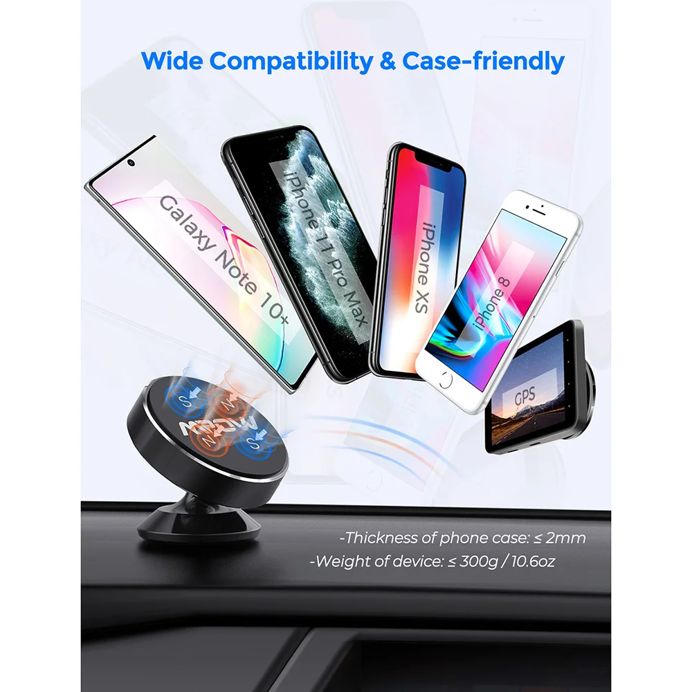 

Mpow CA117 Mini Dashboard Car Mount Magnetic Car Phone Mount Stylish Metal Phone Holder for iPhone Samsung Huawei
