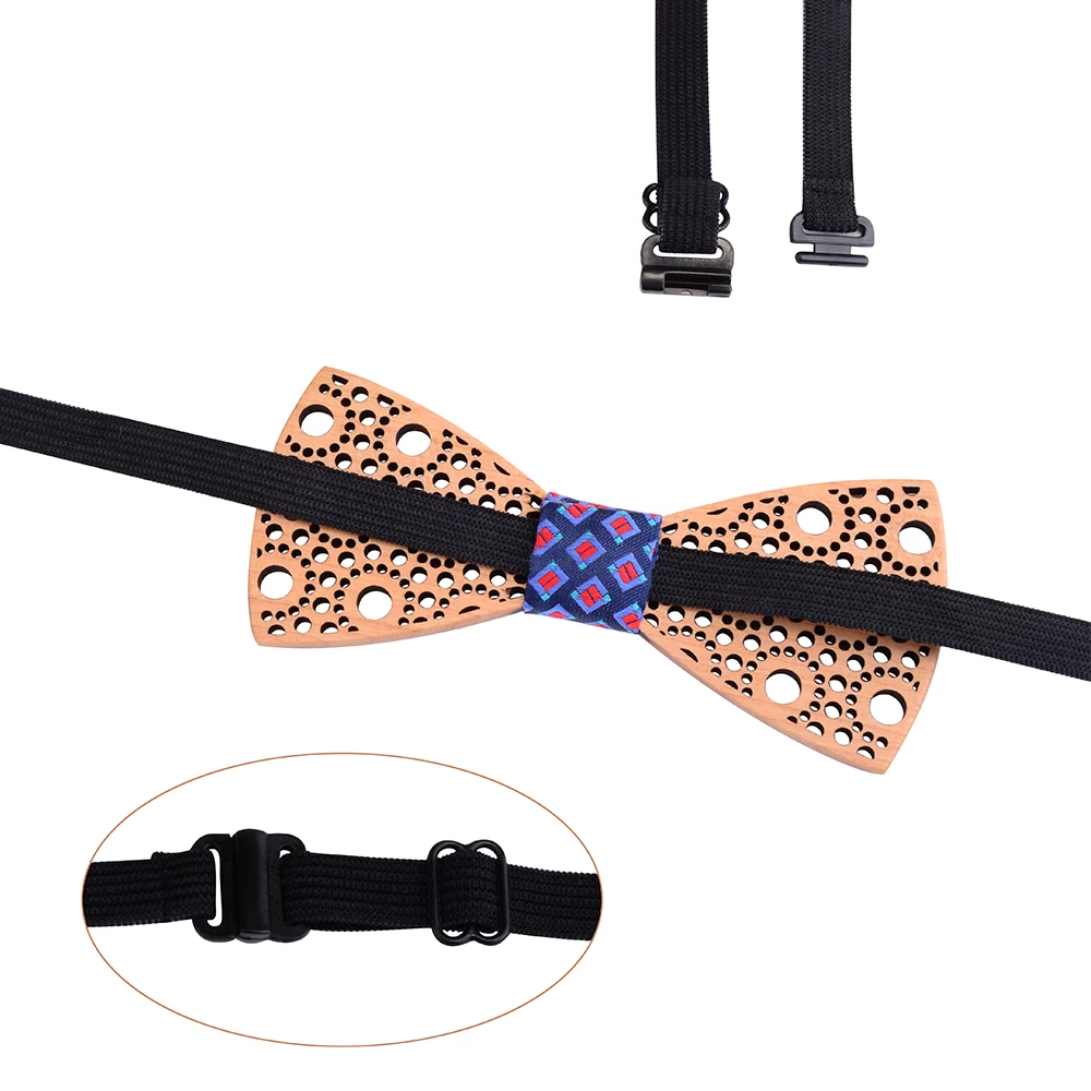 Новый дизайн 100% деревянный полый Цветочный галстук бабочка с карманом