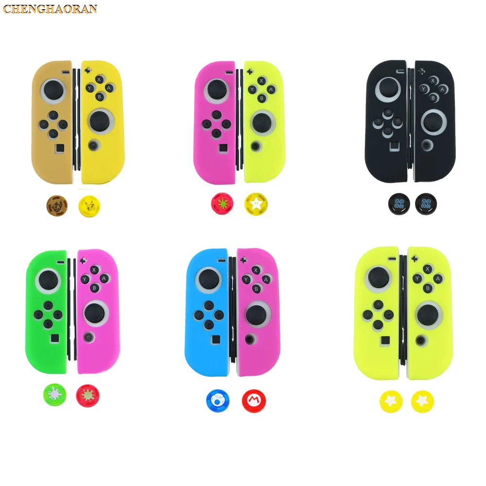 Мягкий силиконовый защитный чехол для Nintendo Switch Joy Con, зеленый, желтый, розовый, левый/правый Joycon