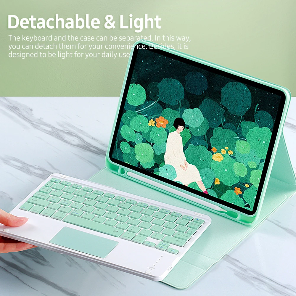 

Detachable BT Keyboard and Protective Case with Charging Pen Slot for iPad Pro11(2020)/ Air4 10.9