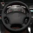 Сшитый вручную черный замшевый самодельный чехол рулевого колеса автомобиля для Toyota Land Cruiser Prado 120 2004-2009 Land Cruise