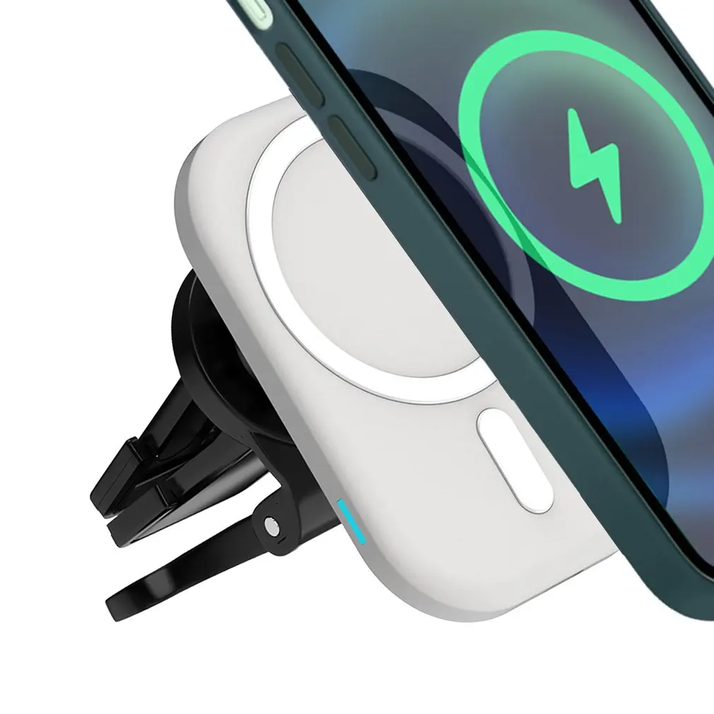 

Wireless Charger Car Magnetic Bracket Multi-protection LED Lights Innovative Tail Clamp Stand For IPhone 12