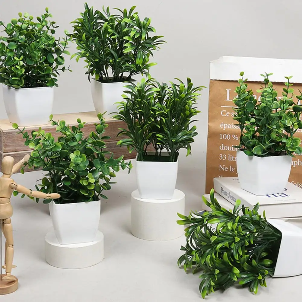 

Компактное растение в горшке без полива, зеленые цвета, искусственное мини-растение, декоративное искусственное растение для сада