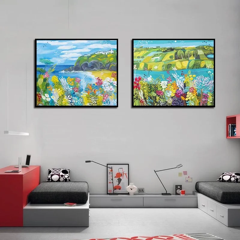 Пейзаж цветы холст живопись постеры с морским скалом и принты дикая природа