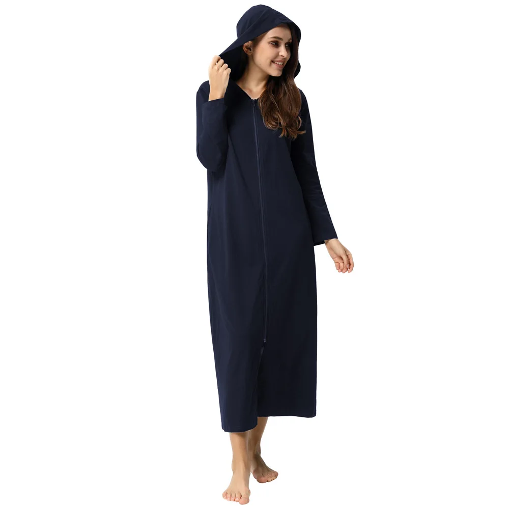 Zexxxy женский удобный длинный рукав халат на молнии сиамский домашний сервис