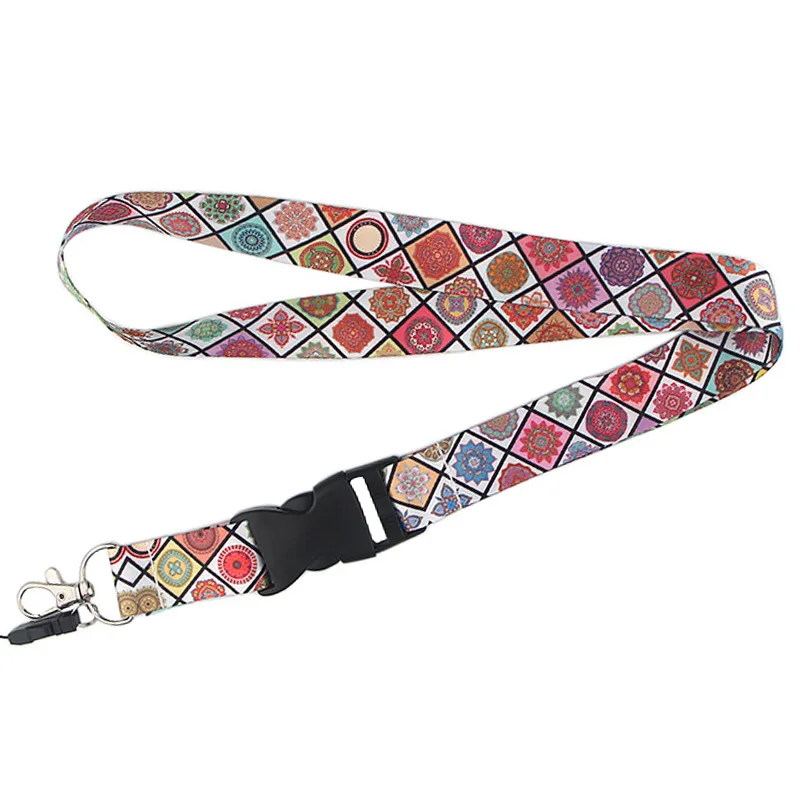 P3986 Dongmanli Мандала брелок "Цветок" Lanyards держатель удостоверения личности ID карта Пропуск Тренажерный зал мобильный телефон USB бейдж держатель ключевой ремень
