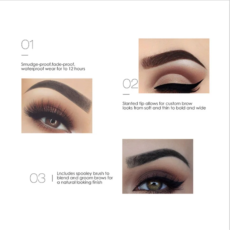 1pcs Automatic Rotating Double-Headed Eyebrow Pencil 5 Colors Waterproof Long-lasting Pen with Brush Eyes | Красота и здоровье