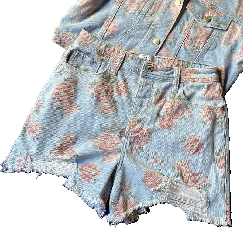 Цвета розового золота ретро с высокой талией эластичные отверстия из старого