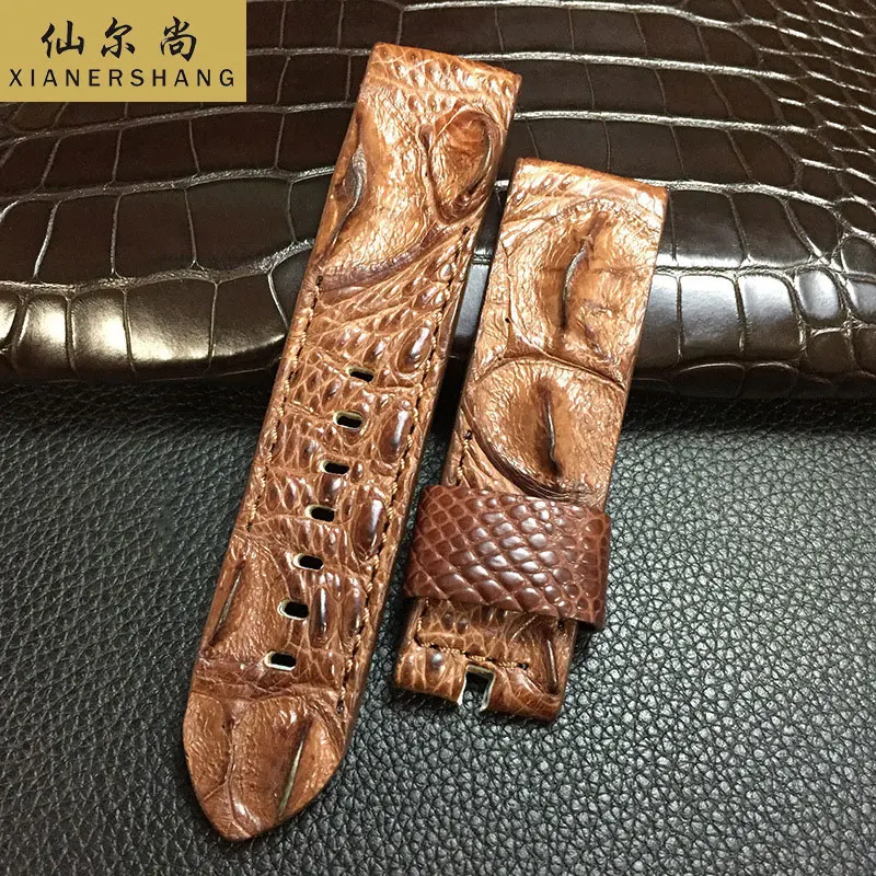 

XIANERSHANG New Handmade Alligator Bone Skin Watchbands Custom Panerai Strap 26MM 22MM 24MM 20MM Genuine Crocodile Watch Band 21