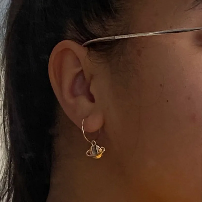 Прекрасный Золотой цвет обшивки Вселенной Galaxy очарование серьги-кольца для